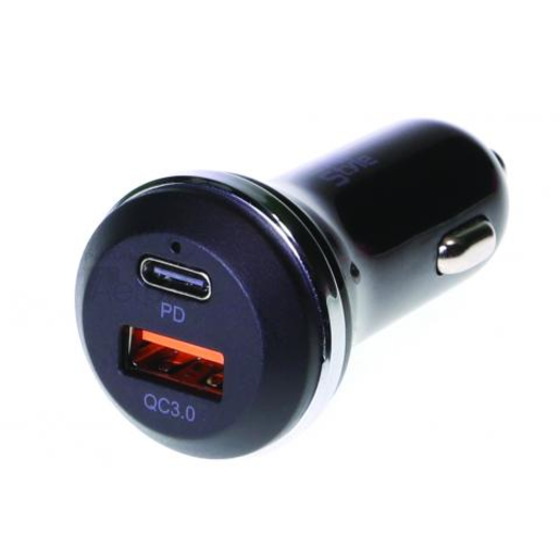 Aerpro In-Car Fast Charger Dual Port 36W USB-C PD 2.0 + USB-A QC 3.0 - ADMQC2U