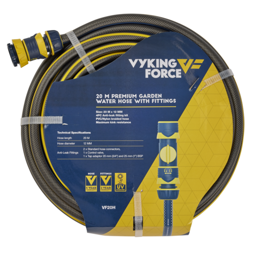 Vyking Force 20m X 12mm Premium Garden Water Hose With Fitting - VF20H