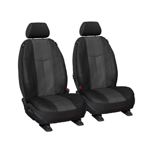 TMEMP-GRYFR SEAT COVER EMPIRE LEATHER LOOK FRONT BLACK / GREY CUSTOM MADE