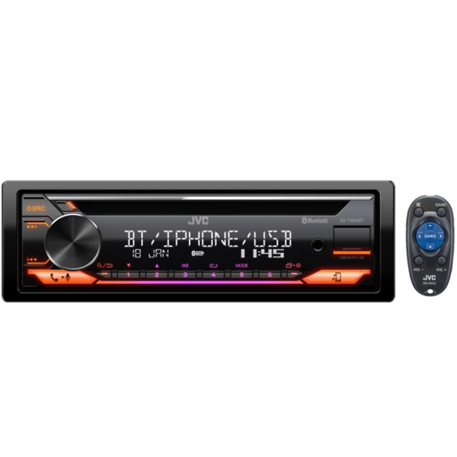 JVC 1 DIN AV Head Unit Variable Colour Receiver With USB Bluetooth - KD-T952BT