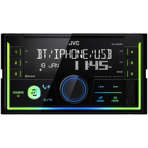 JVC AV Head Unit 2 DIN 200W Digital Media AUX/BT Receiver - KW-X850BT