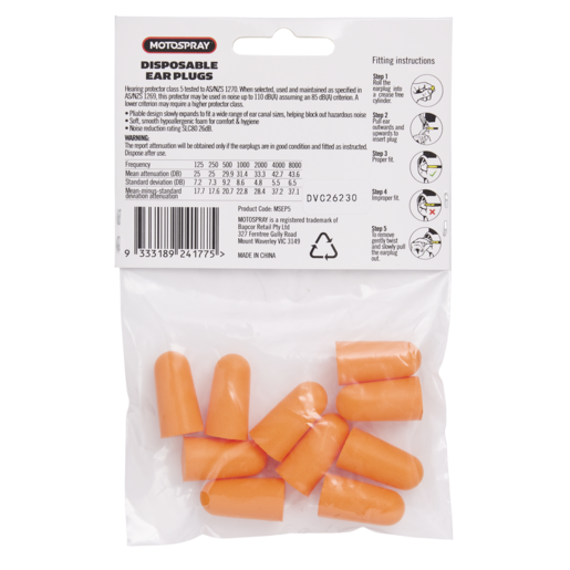 Motospray Disposable Earplugs 5pairs - MSEP5