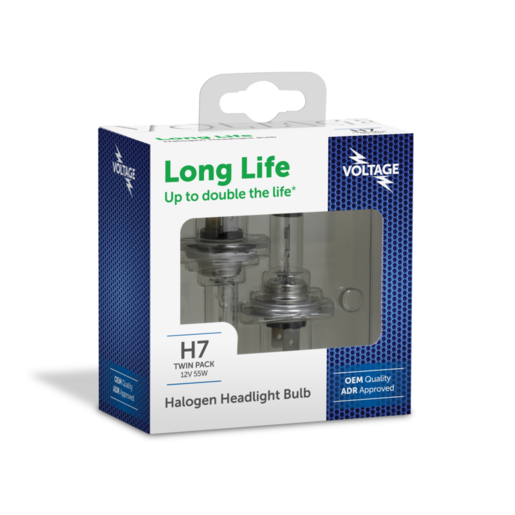 Voltage H7 Long Life Halogen Headlight Bulb 12V 55W PX26D PK2 - VGH7LL