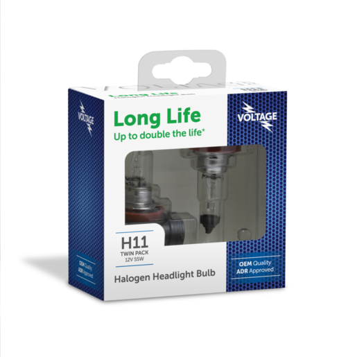 Voltage H11 Long Life 12V 55W Halogen Headlight Bulb - VGH11LL