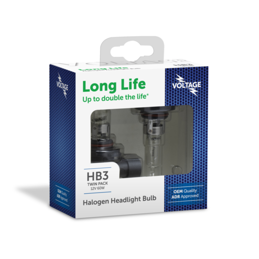 Voltage HB3 Long Life Halogen Headlight Bulb 9005 12V 60W PK2 - VGHB3LL