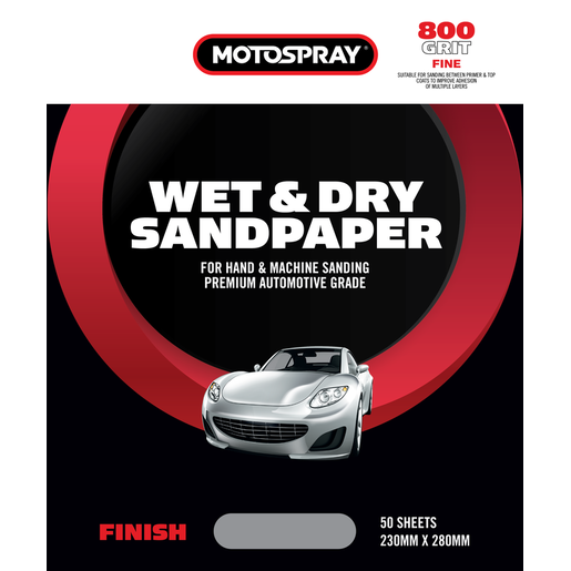 Motospray Wet & Dry Sandpaper 800 Grit Finish - MSWD0800-1