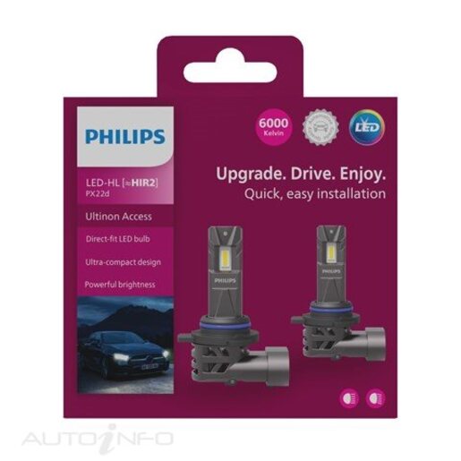 Philips Ultinon Access 2500 Headlight Globe HIR2 6000K Pack of 2 -11012U2500X2