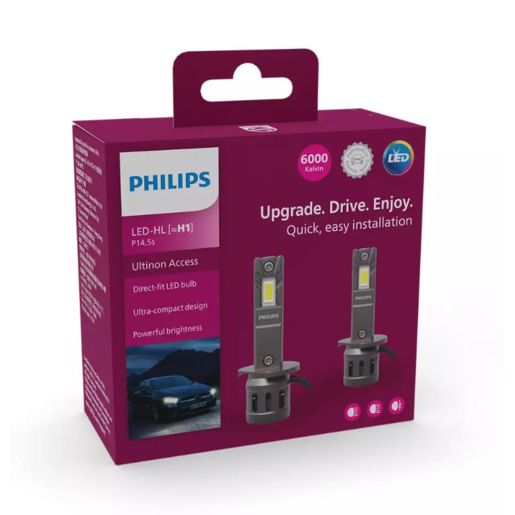 Philips Ultinon Access 2500 LED Globes H1 6000K Pack of 2 -11258U2500X2