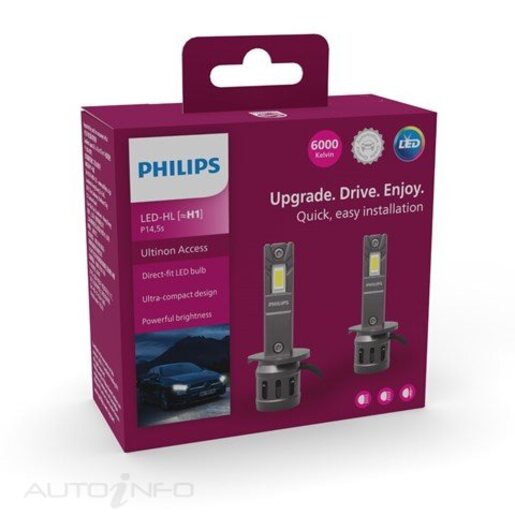 Philips Ultinon Access 2500 LED Globes H1 6000K Pack of 2 -11258U2500X2