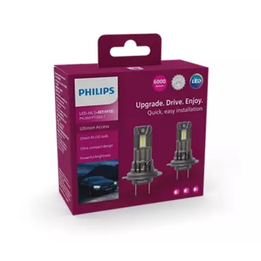 Philips Ultinon Access 2500 LEDGlobe H7/H18 6000K Pack of 2 -11972U2500X2