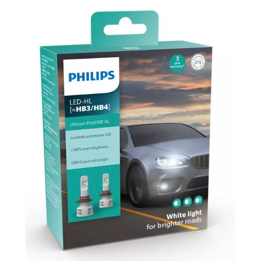 Philips Ultinon Pro5100 LEDHeadlight Globe HB3/4 5800K Pack of 2 -11005U51X2