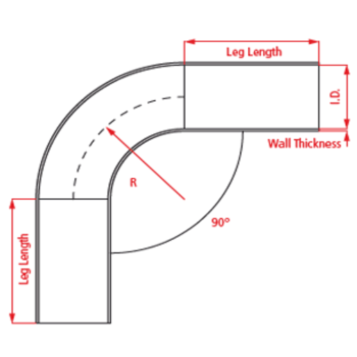 RaceWorks 2.50" Aluminium Tube 90 Degrees Black 2.0mm - ITE-090-250RBK