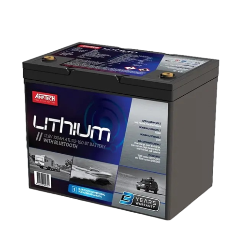 AmpTech Lithium 12.8V 100Ah Caravan 4x4 Battery - ATLS12-100-BT