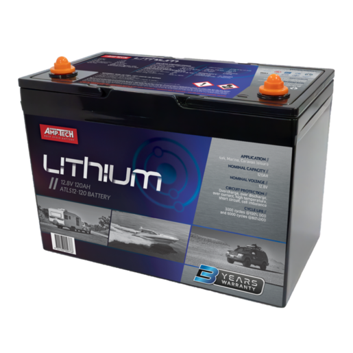 AmpTech Lithium 12.8V 120Ah Caravan 4x4 Battery - ATLS12-120