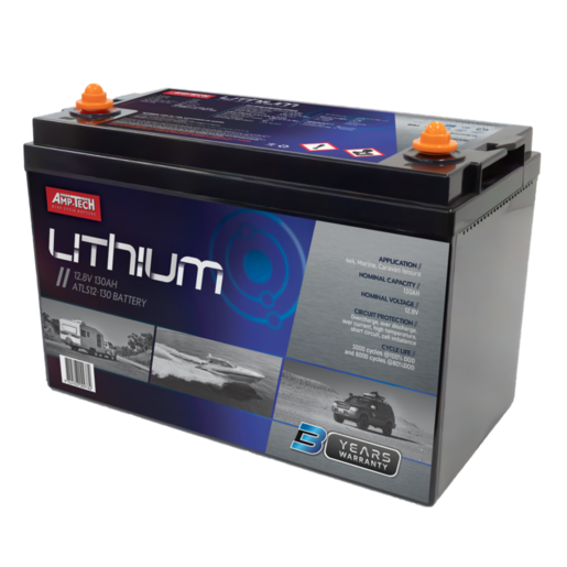 AmpTech Lithium 12.8V 130Ah Caravan 4x4 Battery - ATLS12-130