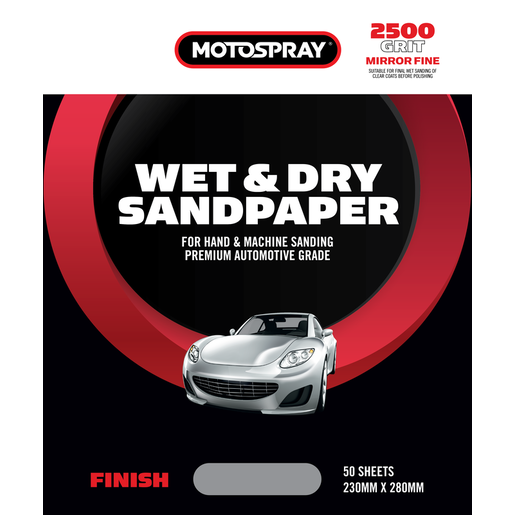 Motospray Wet & Dry Sandpaper 2500 Grit Finish - MSWD2500-1