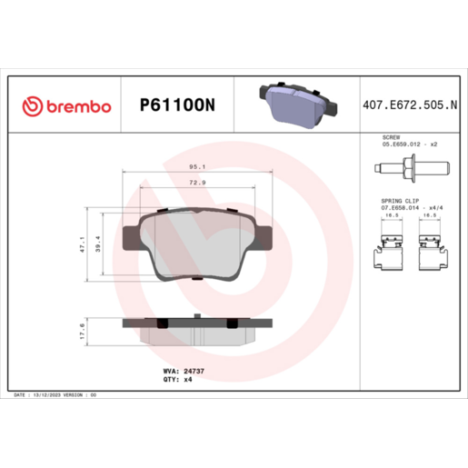 Brembo NAO Ceramic Disc Pad Set - P61100N