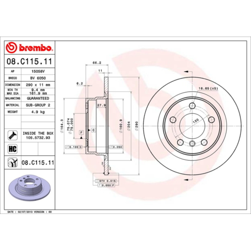 Brembo Disc Brake Rotor - 08.C115.11