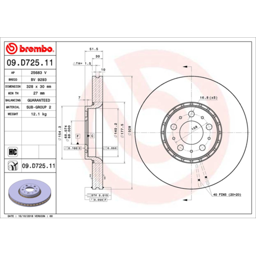 Brembo Disc Brake Rotor Front - 09.D725.11