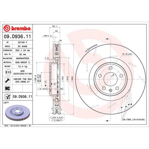 Brembo Disc Brake Rotor Front - 09.D936.11