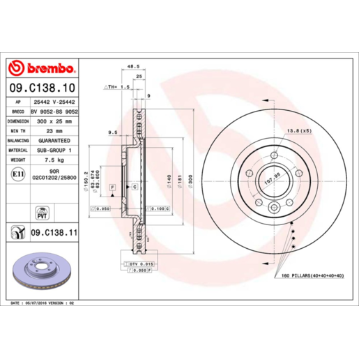 Brembo Disc Brake Rotor Front - 09.C138.11