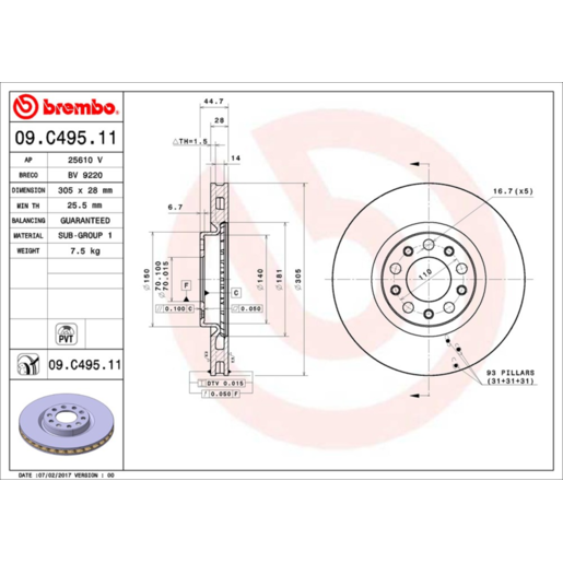 Brembo Disc Brake Rotor Front - 09.C495.11