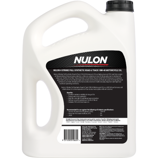 Nulon 4 Stroke 10W-40 Full Synthetic Road & Track Motorcycle Oil 4L - RT10W40-4