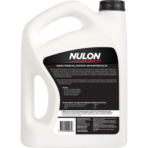 Nulon 4 Stroke 10W-40 Full Synthetic Motorcycle Oil 4L - FSMC10W40-4