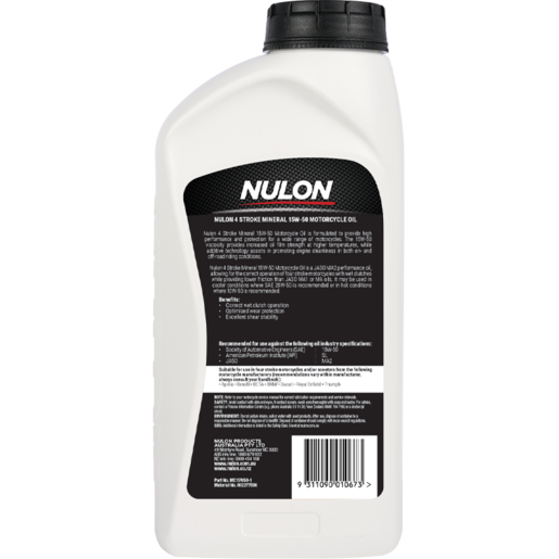 Nulon 4 Stroke 15W-50 Mineral Motorcycle Oil 1L - MC15W50-1