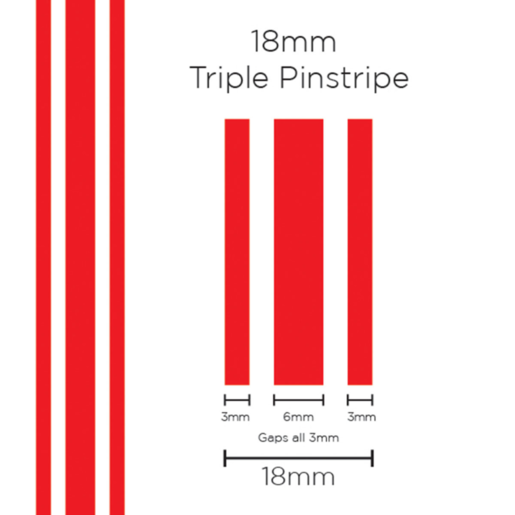 SAAS Pinstripe Triple Red 18mm x 10mt - 11103