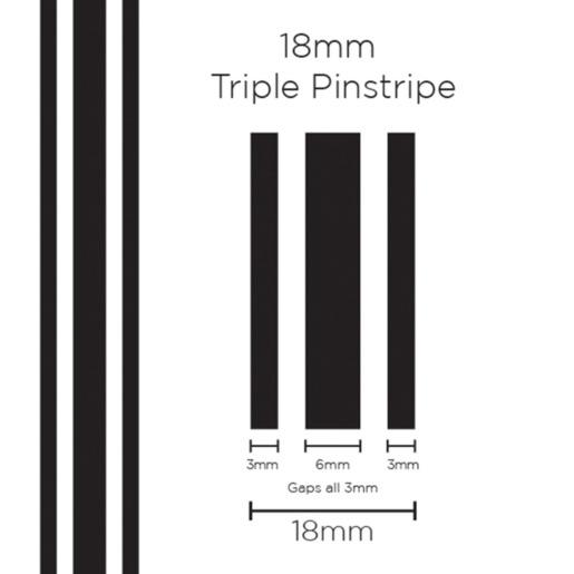SAAS Pinstripe Triple Black 18mm x 10mt - 11101