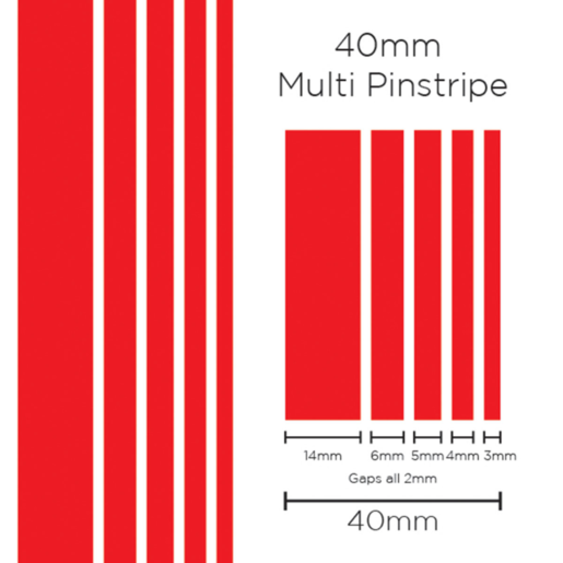 SAAS Pinstripe Multi Red 40mm x 10mt - 1903