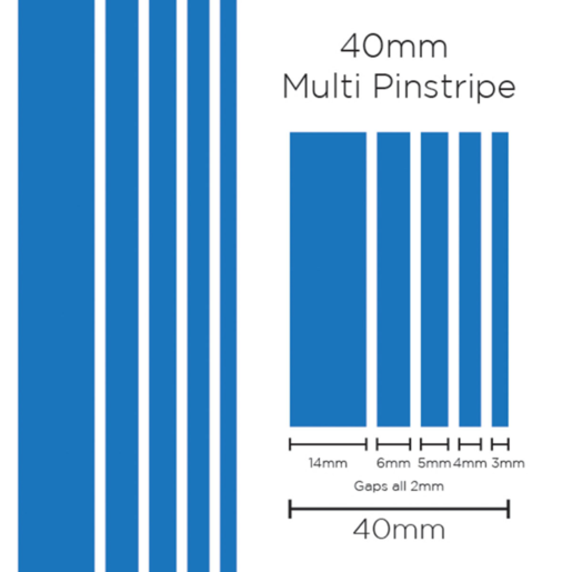 SAAS Pinstripe Multi Medium Blue 40mm x 10mt - 1904