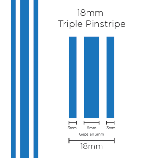 SAAS Pinstripe Triple Medium Blue 18mm x 10mt - 11104