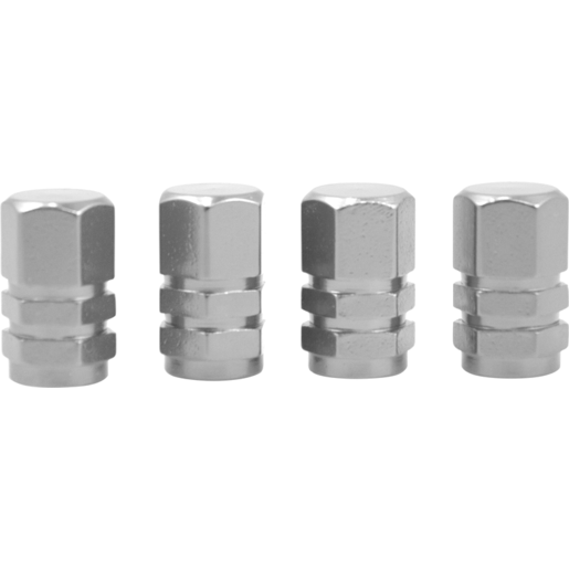 Xplorer Aluminium Tyre Valve Caps Silver 4pc - XPVC01SIL