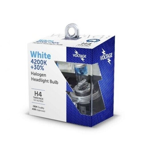 Voltage 4200k + 30% Halogen Headlight Bulb White - VGH4WP30