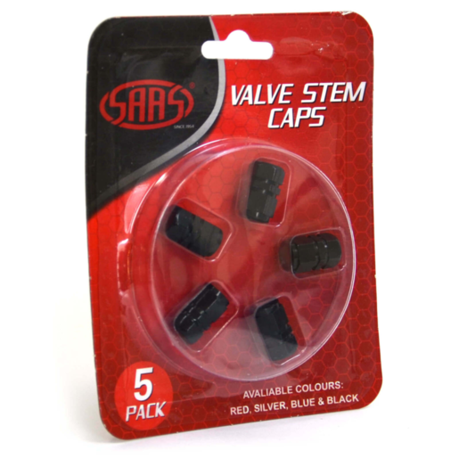 SAAS Valve Cap Black 2 Groove 5 Pack - 194265