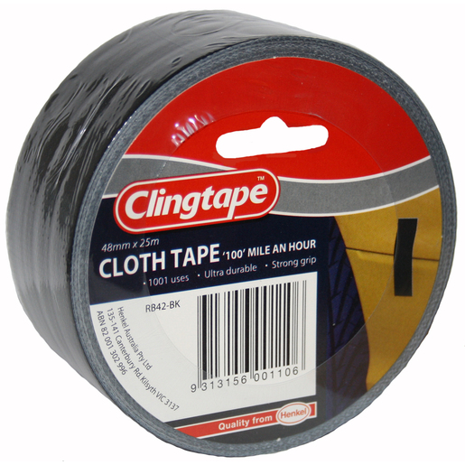 Clingtape Black Cloth Tape 48mm X 25m - RB42