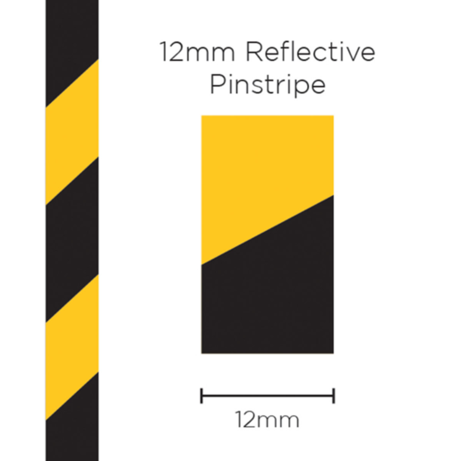 SAAS Pinstripe Reflective Black/Yellow 12mm x 1mt - 11489