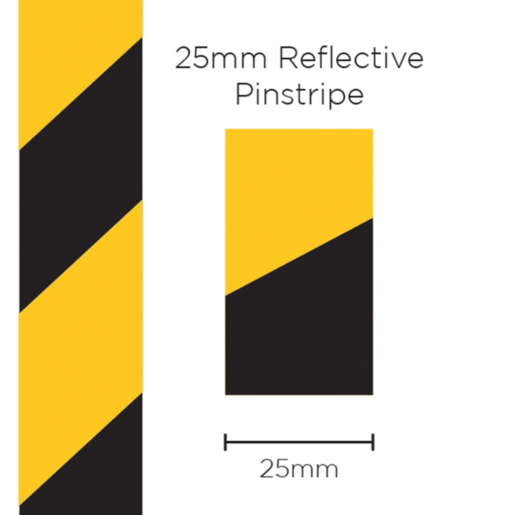 SAAS Pinstripe Reflective Black/Yellow 25mm x 1mt - 11689