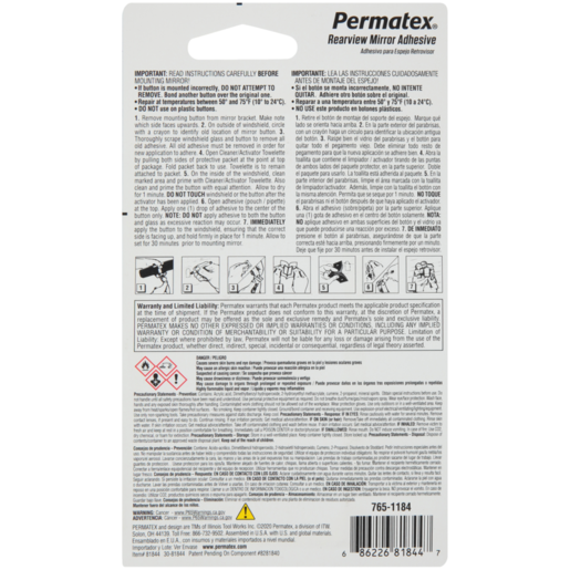 Permatex Professional Strength Rearview Mirror Adhesive Kit - PX81844