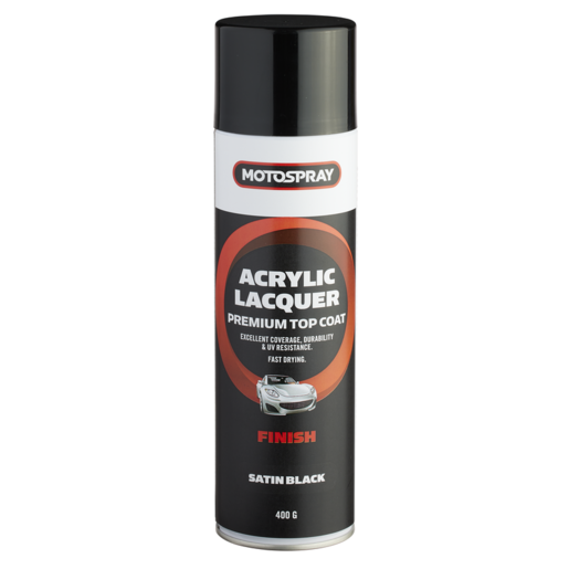 Motospray Acrylic Lacquer Satin Black 400g - MSSB400