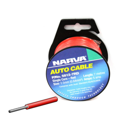 Narva Cable Single Core 2.5mm 5A 7M - 5812-7RD