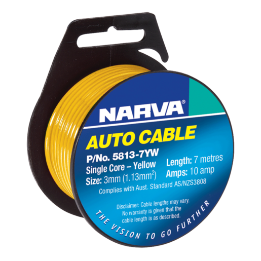 Narva Cable Single Core 3mm 10A 7M - 5813-7YW