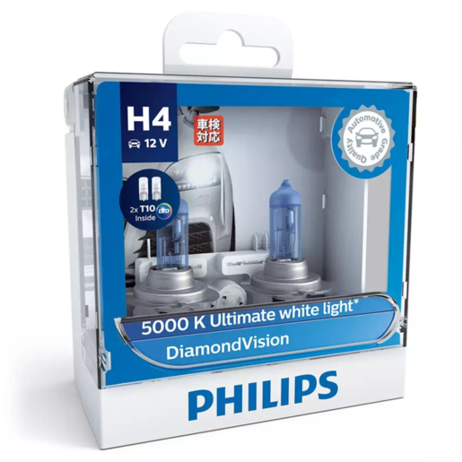Philips DiamondVision Car Headlight Bulb Globe H4 12V 6055W - 12342DVSL
