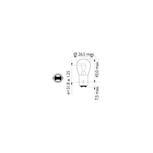 Philips Vision Bayonet Globe P21/5W BA15D 12V - 12499B2