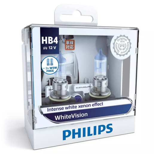 Philips WhiteVision Car Headlight Bulb Hb4 Globe 12V 55W 2pc - 9006WHVSM