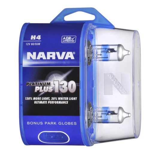 Narva Platinum Plus 130 Halogen Headlight Globe H4 12V Pack of 2 - 48542BL2