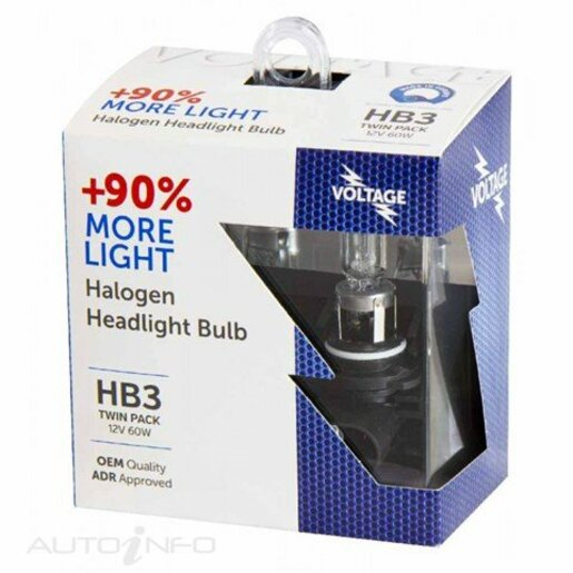 Voltage Globe HB3 +90% Headlight Bulb 12V 60W P20D 2pk - VGHB390