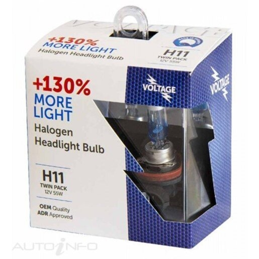 Voltage Halogen Headlight Bulb + 130% H11 12V 55W Twin Pack - VGH11130